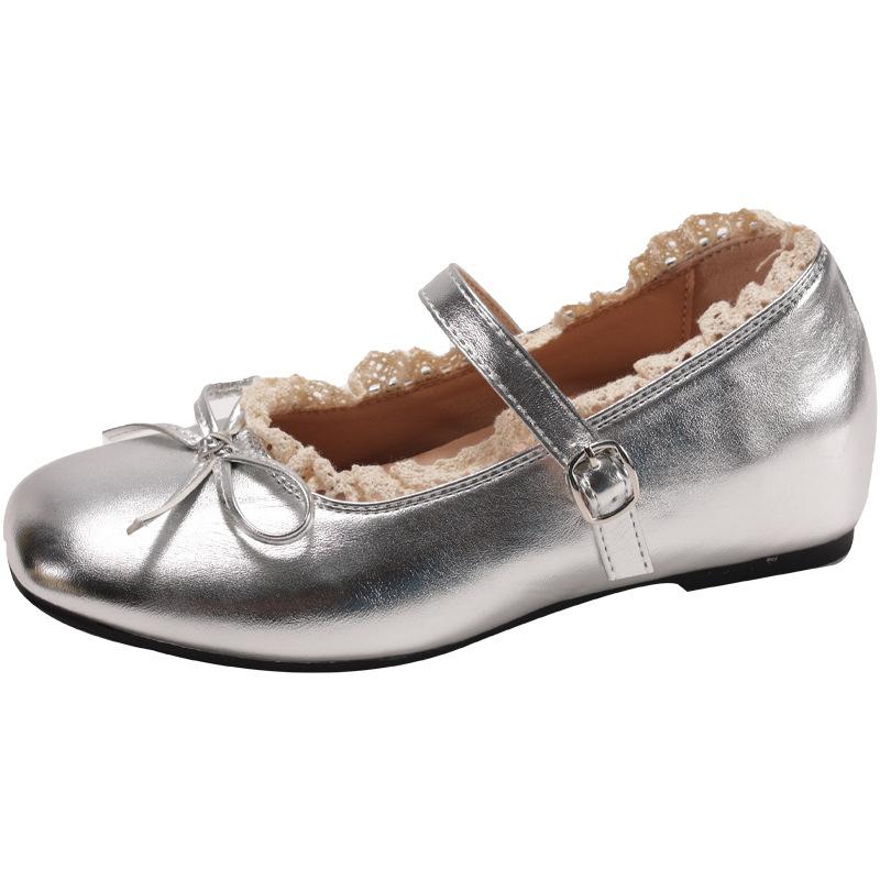 Round Head Retro Bow Flat-soled Small Leather Shoes Women's 2025 New Spring and Summer Skirt French Soft-soled Mary Jane Shoes