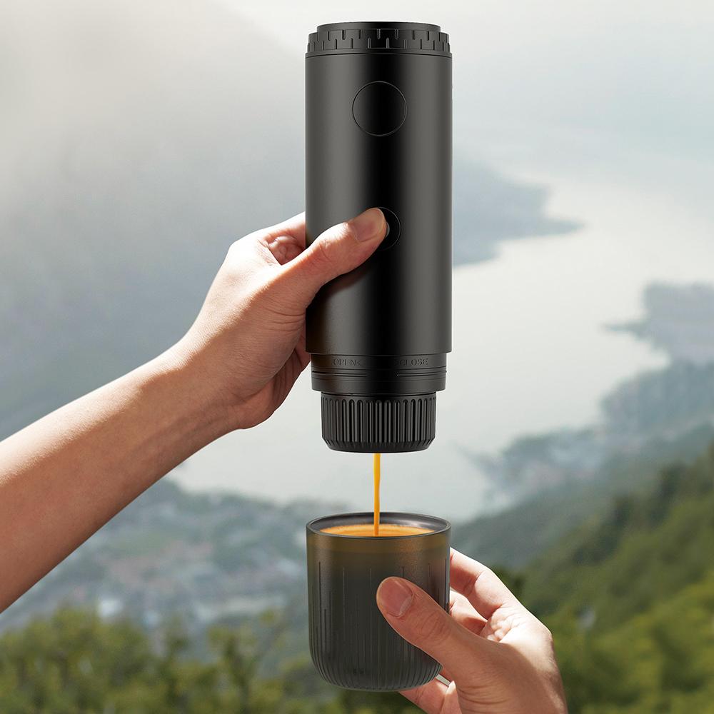 [i Cafilas][2604] Wireless Electric Portable Electric Espresso Machine Travel Coffee Maker for Camping Car Self-Heating With Ground Coffee & Capsule