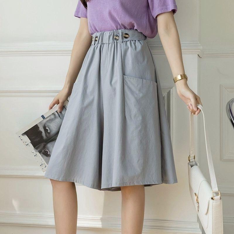 Damskie luźne szorty z szerokimi nogawkami Letnia plaża Proste, dorywczo fajne, wygodne, krótkie spodnie z wysokim stanem