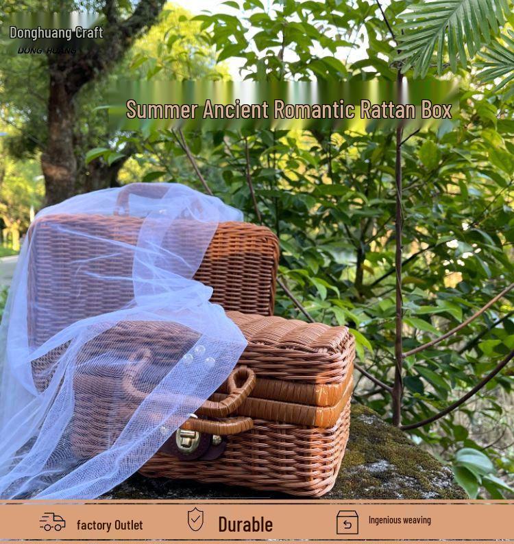 Large Rattan Handwoven Handbag for National Day, Mid-Autumn Festival, Wedding Souvenir, or Outdoor Photo Props