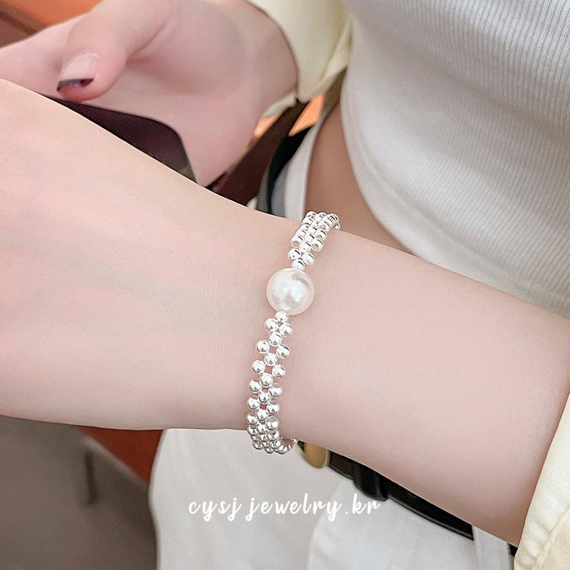 Cuiyan S925 Sterling Silver Korean Style Pearl & Bead Bracelet for Women – Unique Design Gift Jewelry