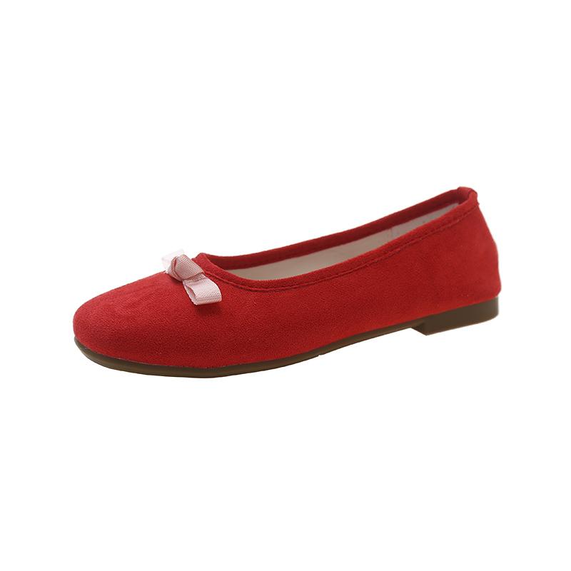 Fashion Elegant Bowknot Ballerina Women Flats Round Toe Comfort Slip-On Ladies Loafers Suede Single Mules Shoes for Woman Mary Janes