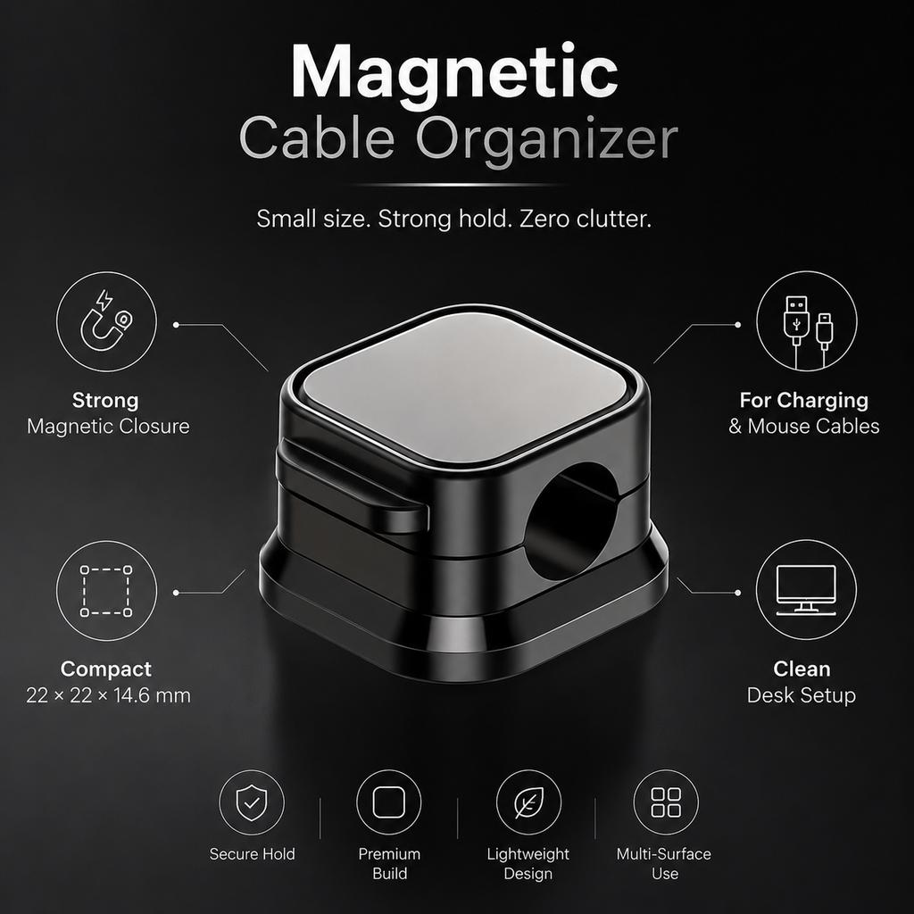 Magnetic Cable Clip Winder Holder Adhesive Wire Keeper Cord Cable Organizer USB Charging Cables Winder for Office Desktop Home