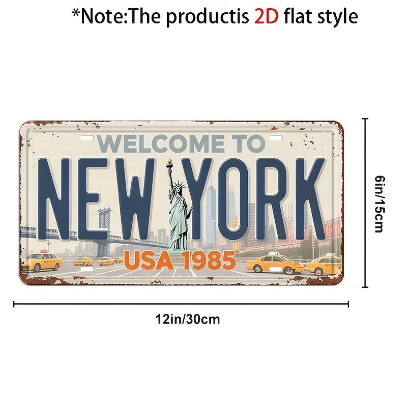 D Flat pz pezzi Vintage Targhetta Metallica da Parete New York Segno Retrò NYC per Decorazione Grotta Stile Country Adatta per Case