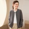 Women's Casual Cashmere Zipper Cardigan - Thick Knit Round Neck Sweater