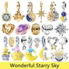 Copper Metal Romantic Stars and Moon Snowflakes Charm Bead Component Designed For High Quality Fine Jewelry Craft Making Compatible With Do It