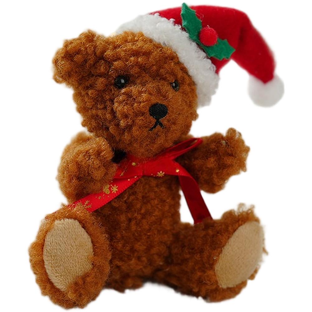 For Desktop Display Plush Bear Decor Christmas Celebration Adorable Plush Bear Ornament Festive Home Decoration