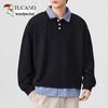 Men's Faux Two-Piece Polo Collar Sweatshirt
