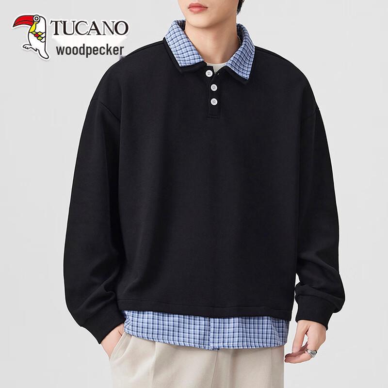 

TUCANO Men s Faux Two-Piece Polo Collar Sweatshirt 3XL