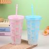 1Pc 710Ml Kawaii Bow Reusable Party Cups With Straw Lid Coffee Juice Tea Cute Tumbler With Straw Plastic Cups Summer Gifts