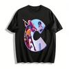 Cyberpunk Style Cool Girl Demon Print Short Sleeve Street Fashion Loose Casual Unisex Top Pure Cotton T-shirt