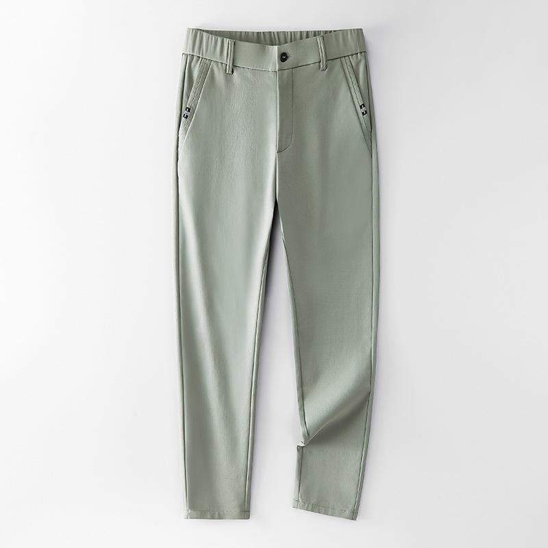 Spring Summer Pants Mens Stretch Korean Casual Slim Fit Elastic Waist Business Classic Trousers Male Black Gray 28-38