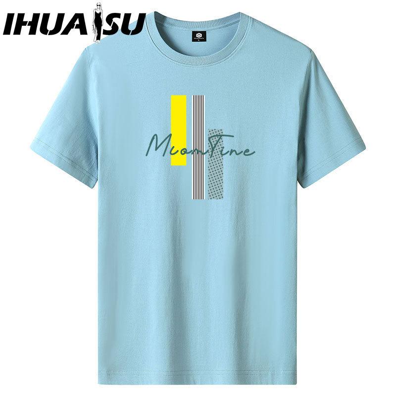 IHUASU Kurzarm-T-Shirt aus Baumwolle für Herren, modisch, lockeres Halbarmhemd, bedrucktes mitfühlendes Hemd