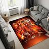 Manchester United Logo Area Rug, Red Base White Stripe Team Crest Print Non Slip Floor Rug for Football Fan Bedroom Living Room Decor