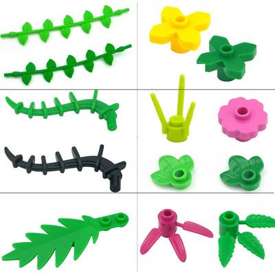 Non-Toxic Locking Creative Blocks Moc Parts Plant Tree Leaf Flower Rockery Building Block Coconut Tree Leaves 30176 3741 32607 For Friend