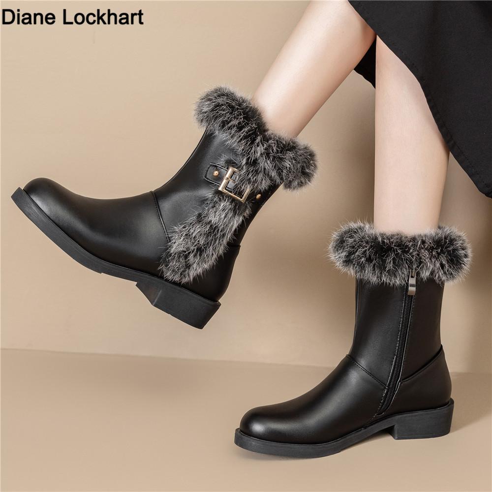 Fashion Women's Winter Boots Platform Heels Fur Boots Women 2025 Snow Boots Zip Ankle Winter Shoes For Women Winter Footwear Botas Mujer