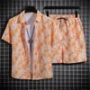 Mode Hawaiian Print Kurzarm Shirt Set Männer Zwei Stück Anzug