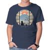 Unisex Crew Neck T-Shirt Coffee Cat In Mt. Fuji Graphic Short Sleeve Casual Tee