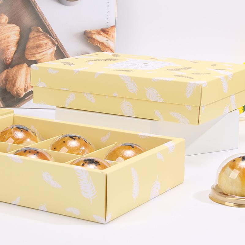 10 Stück Gelbe Feder Heißprägung Verpackungsboxen 6-teilige Verpackungsboxen Geeignet für Verpackungsboxen Heimküchen Verpackungsmaterial