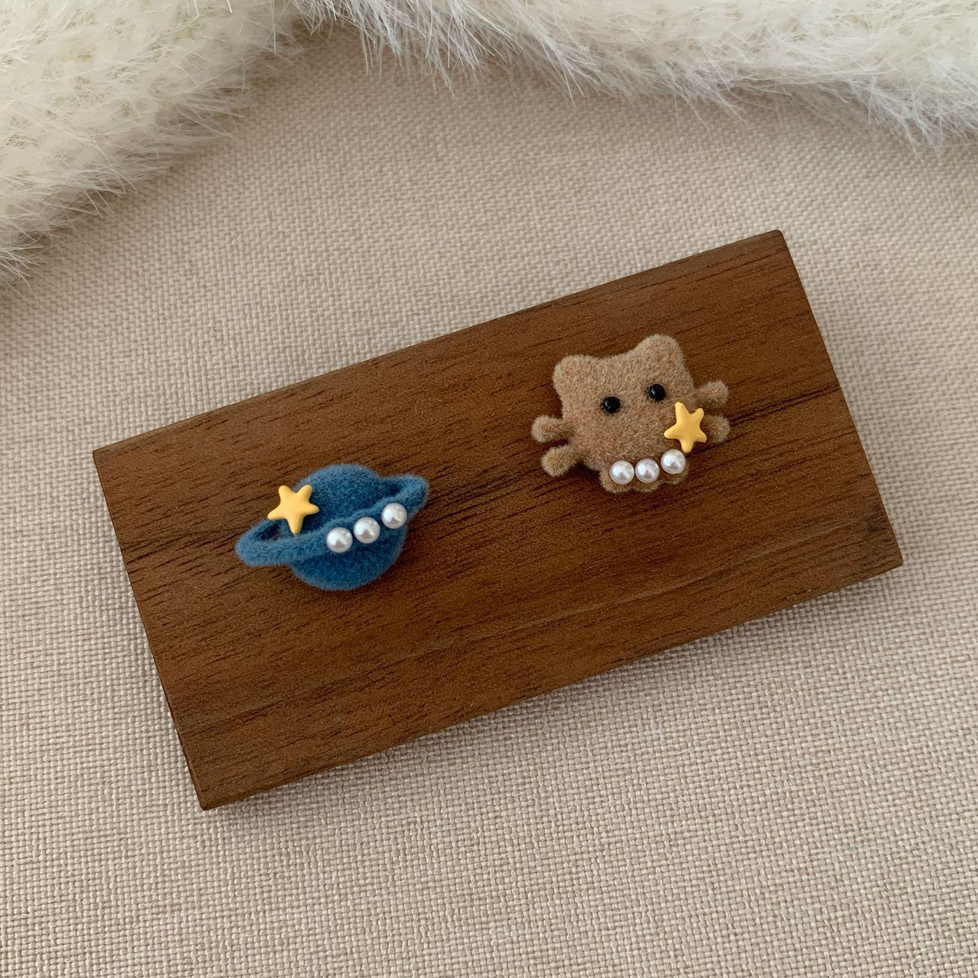 

Серьги-звезды в виде медведя синего и желтого цветов: Милый, креативный дизайн из флокированного плюша для осени/зимы