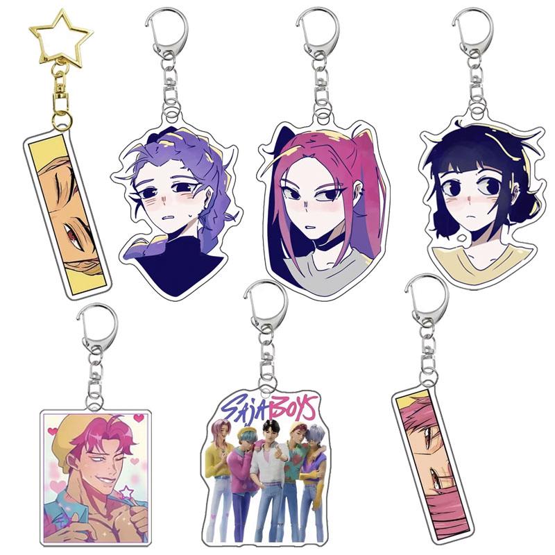 Demon Hunters Huntrix Kpop Saja Boys Acrylic Keychains Jewelry Rumi Zoey Jinu Mira Acrylic Pendant Keyring Decoration Fans Gifts