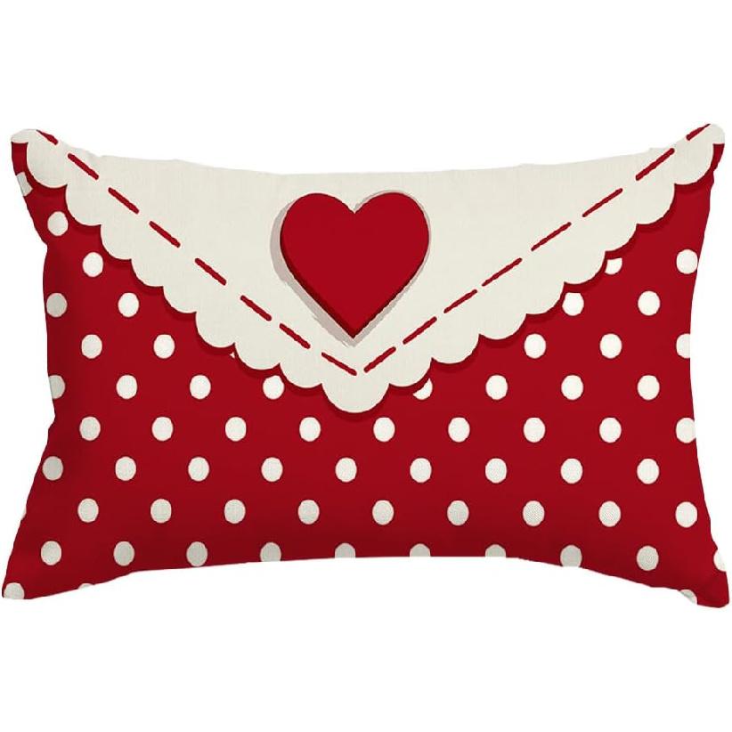 RABUSOFA Red Valentines Pillow Covers 12x20 inch Valentines Pillows Decorative Throw Pillows Covers Valentine s Day Heart Decorations Polka Dot 20 x 12 (Pack of 1) красный