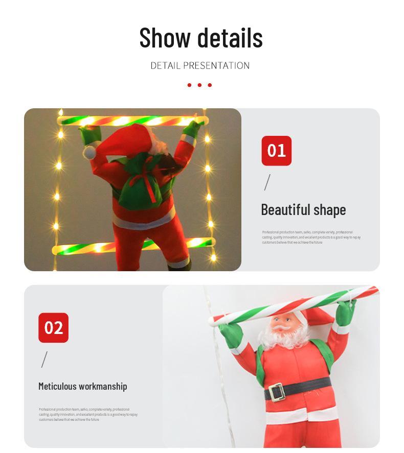 LED Santa Claus Climbing Ladder Hanging Lights - Waterproof Outdoor Christmas Decoration