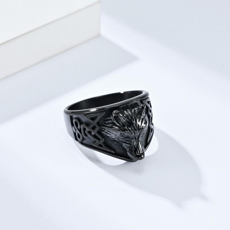 Celtic Wolf Ring Men Women Adjustable Open Band Vintage Nordic Retro Animal Jewelry