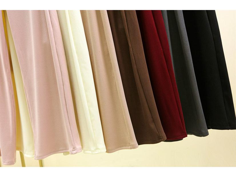 Women's Plus Size Fleece-Lined Ribbed Leggings for Autumn & Winter - Thickened Wide-Leg Casual Home Pants