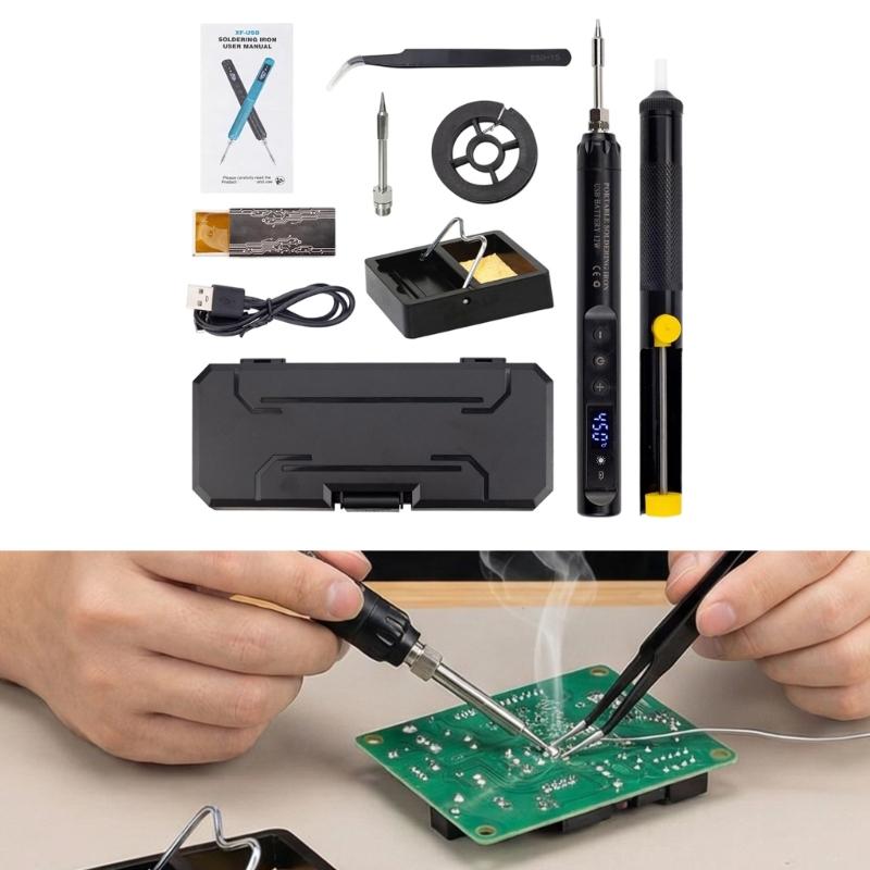 Rechargeable Wireless Soldering Iron Set With Digital Temperature Control And Complete Accessory For Precise Welding Job