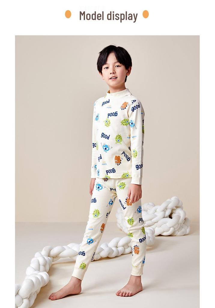 Class A Children's All-Cotton Antibacterial Pajama Set - Autumn Home Wear