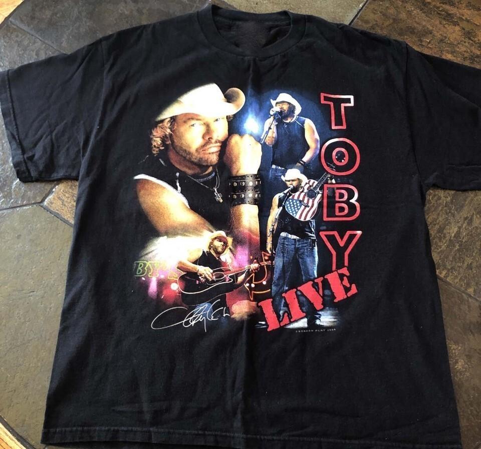 Vintage Toby Keith Live In Concert Cotton Black Full Size Unisex Shirt XXXL