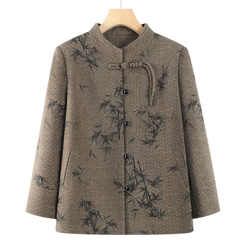 

Elderly Women s Spring Tang Suit Jacket - Stylish Stand-up Collar Outerwear for Mothers 3XL (115-130lbs)