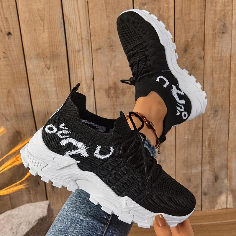 Shoes Women's Versatile New Sports Shoes Women's Shoes Large Size Thick-soled Heightening Shoes Flying Woven Breathable Casual Shoes