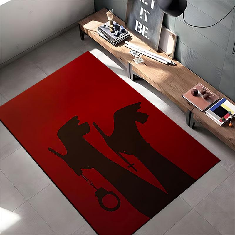 Silhouette Hands Red Background suitable as a non-slip mat for the living room or bedroom sofa