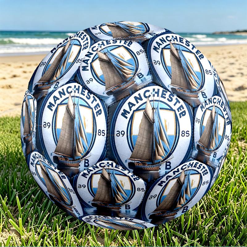 Manchester City FC Print Size 5 Soccer Ball, PU Wear Resistant Football for Match Training and Daily Practice, Birthday Gift for Soccer Fans
