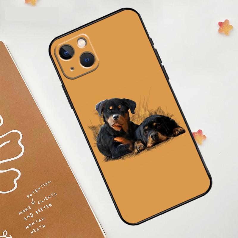 Cartoon Rottweiler Dog Case For Apple iPhone 15 16 14 13 12 11 Pro Max Mini XR 15 16 Plus 16e Protective Cover