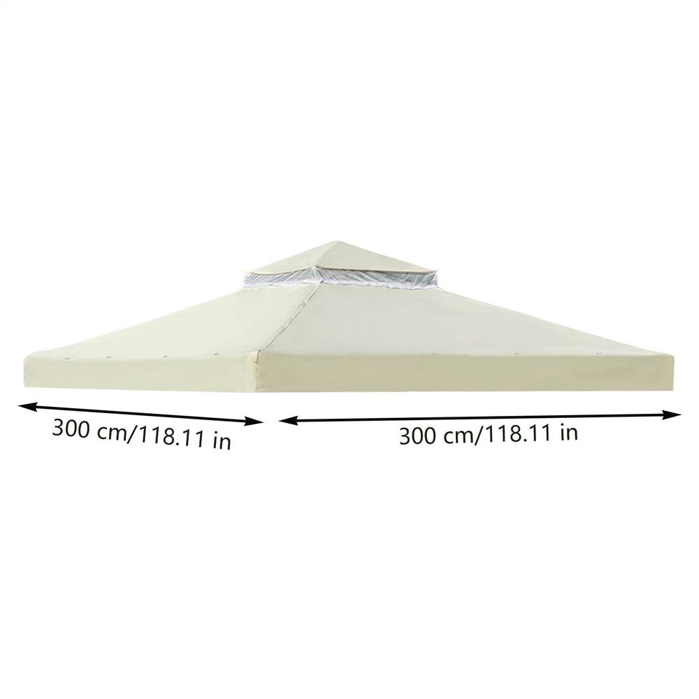Outdoor Replacement Canopy Top 10x10ft 300D Polyester Cloth Double Tier Gazebo Roof Cover Garden BBQ Gazebo Top Replacement Cove