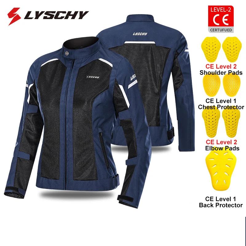 LYSCHY Motorcycle Jacket Pants Summer Mesh Breathable Motorbike Jacket Men Women CE2 Level Protective Anti-fall Motocross Jacket