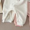 Baby Girls and Boys Cartoon Bear Conjoined Khaki Bunny Plus Velvet Super Cute Warm Long Climbing Suit  Winter.