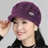 Middle Aged Elderly Hat Winter.Mother's Woolen Hat Velvet Thickened Grandmother's Warm Knit Old Lady's Hats EMA