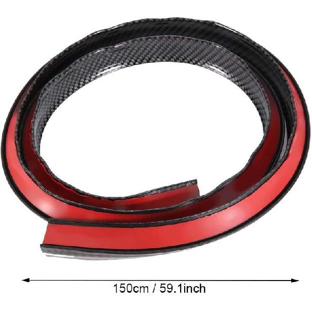 

Ejoyous Car Fiber Trim Strip, 1.5m/59in Universal Fit, Black Rubber, Left, Car