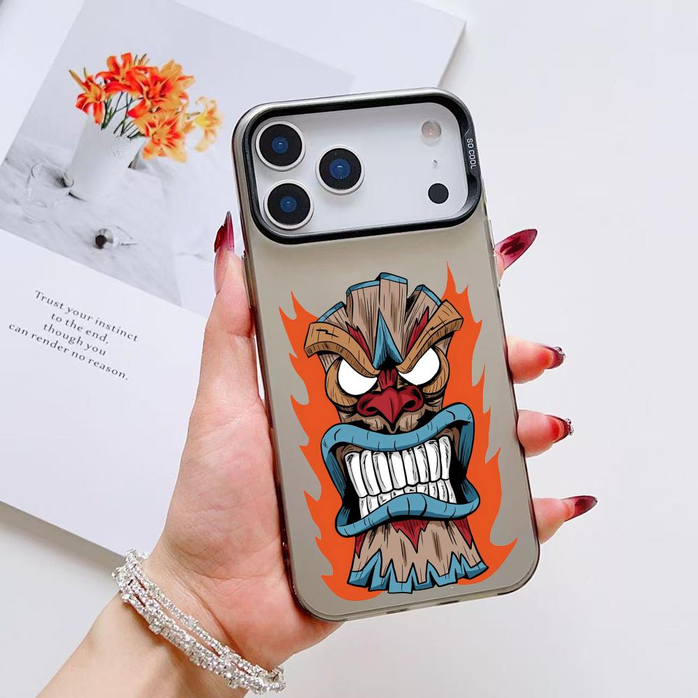 

TIKI Tribal Mask Phone Case For iPhone 17 16 15 14 13 12 11 Pro Max Air Matte Laser Aurora Shockproof Funda iPhone 16