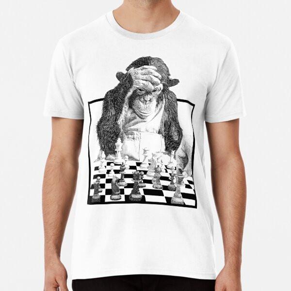 Monkey Playing Chess T-Shirt S-5XL Best T-Shirt