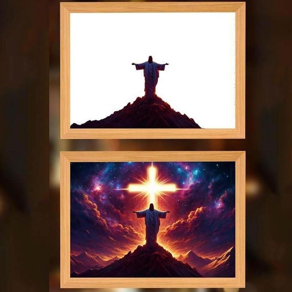 Jesus Lampe Licht Jesus Lampe Aufleuchtendes Bild Inspirierende Christliche Wandkunst Gemälde Dekoration Für Zuhause Wohnzimmer Schlafzimmer