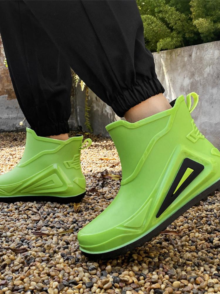 2024 Red Bottom Low Rain Shoes Men Waterproof Slip On Loafers Rain Shoes Men's Galoshes Rubber Rain Shoes Male Rubber Rain Boots