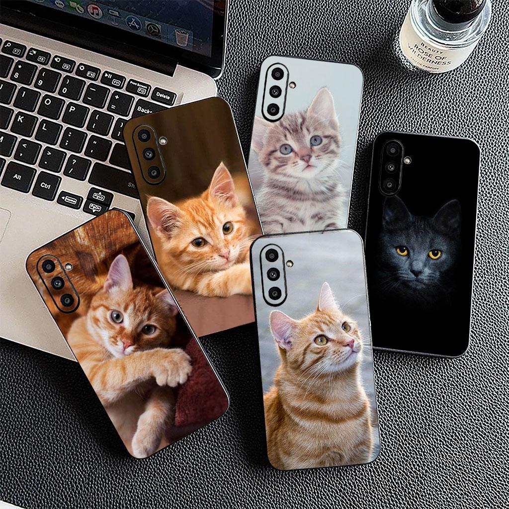 Soft Cover for Samsung Galaxy S25 S24 S23 FE Plus Ultra S7 Edge A16 A15 5G S25+ Coque Phone Case Meow Eyes Kitten Cat