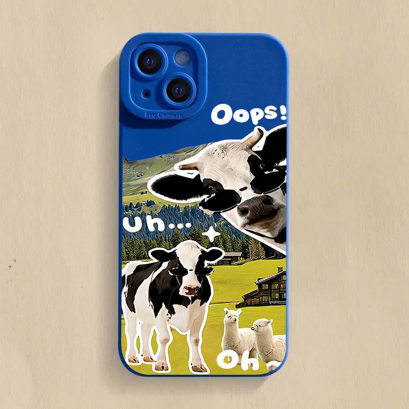 

Корейские милые коллажные солнцезащитные очки Чехол для телефона из коровьего силикона для iPhone 16 15 14 Plus 13 Pro Max 12 11 X XS XR 7 8 Plus SE Чехол For iPhone 16 Plus