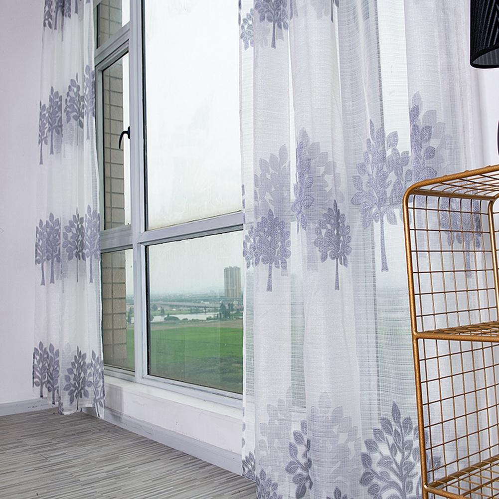 TreE  shape Anti mosquito Super Soft Sheer Voile Drape Window Curtains Livling Room Decor