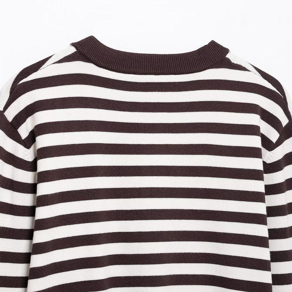 2025 Spring Women's Striped Knit Cardigan: Versatile, Casual, Round Neck